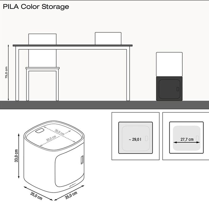 LECHUZA PILA Color Storage Μονάδα Αποθήκευσης 35x35x33cm για Γλάστρες PILA Stick και PILA Planter Pastel Green Γερμανίας/German Design Award 2021