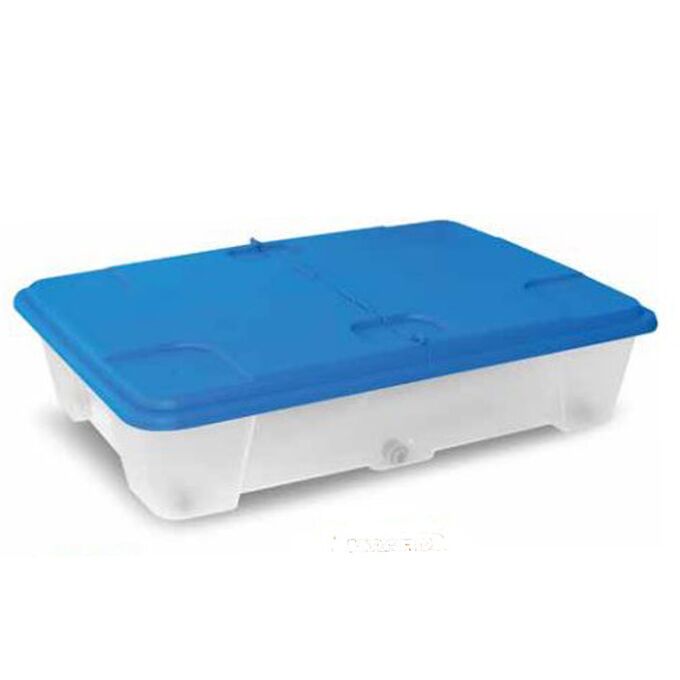 Κουτί Αποθήκευσης 79.5x59x20cm Πλαστικό 60lt με Ρόδες Βάρος 2.45kg Διάφανο με Μπλε Καπάκι Artplast Ιταλίας