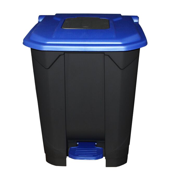 Κάδος Απορριμάτων 50lt 43x41x56cm Πλαστικός 3.8kg με Εσωτερικό Κάδο 36x29x47.5cm + Πεντάλ + Ρόδες + Μικρό Ανοιγόμενο Καπάκι Μαύρο - Μπλε