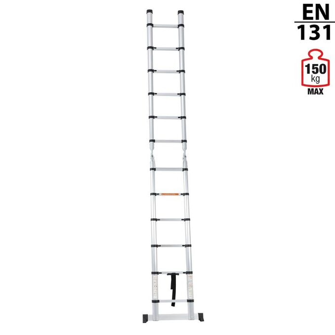 VESTA Διπλή Τηλεσκοπική Σκάλα 3.8m Αλουμινίου με 12 Σκαλιά Βάρος 13.1kg MAX Αντοχή 150kg EN131 3