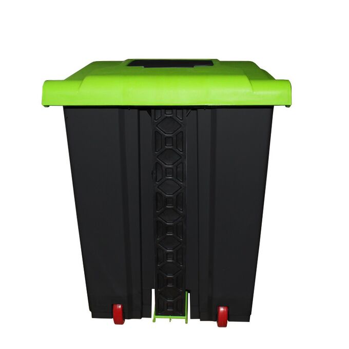 Κάδος Απορριμάτων 50lt 43x41x56cm Πλαστικός 3.8kg με Εσωτερικό Κάδο 36x29x47.5cm + Πεντάλ + Ρόδες +  Μικρό Ανοιγόμενο Καπάκι Μαύρο - Πράσινο