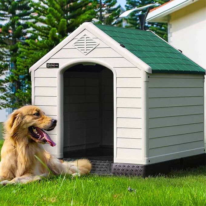 Σπίτι Σκύλου XXLARGE 123x110x114cm 24kg Λευκό Πάγου-Πράσινο VESTA