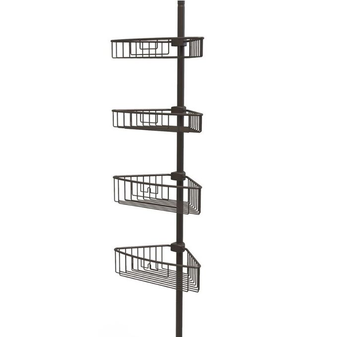 Τηλεσκοπική Ραφιέρα Μπάνιου 4όροφη Γωνία 35x21.5x135-270cm Ρυθμιζόμενο Ύψος με 4 Ράφια Αλουμινίου (Χωρίς Εργαλεία) Μαύρη