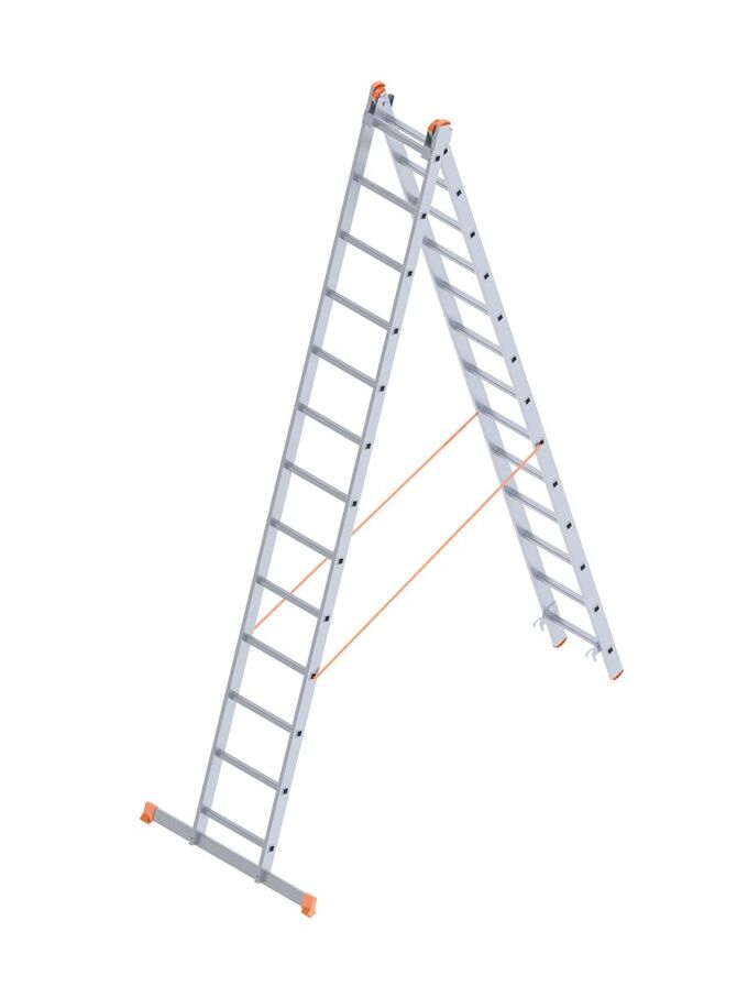 Σκάλα Αλουμινίου 2x13 Σκαλιά Αναπτυσσόμενη 6.25m Διπλή-Σχήμα ''Λ'' με Βάση Στηρίγματος 14.2kg Αντοχή 150kg SN7213